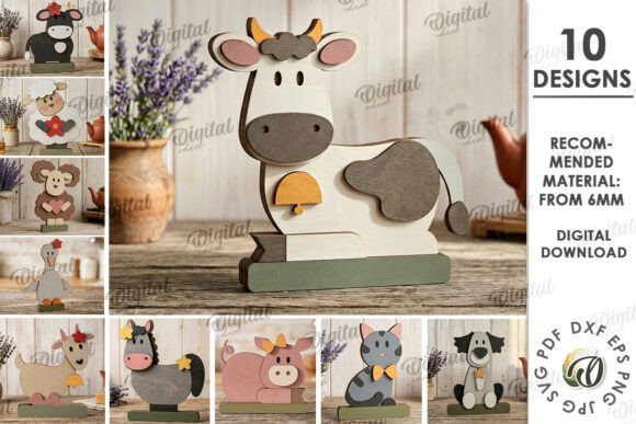 Download Farm Animals Stands Bundle Laser Cut - Bundle Collection