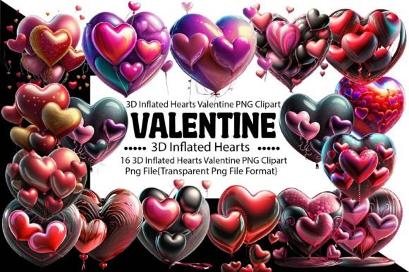 Download 3D Inflated Hearts Valentine PNG Bundle - Bundle Collection