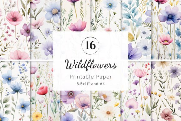 Download Wildflowers Digital Papers Bundle - Bundle Collection