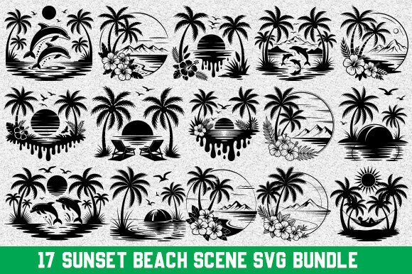 Download Sunset Beach Svg Bundle, Beach Scene Svg - Bundle Collection