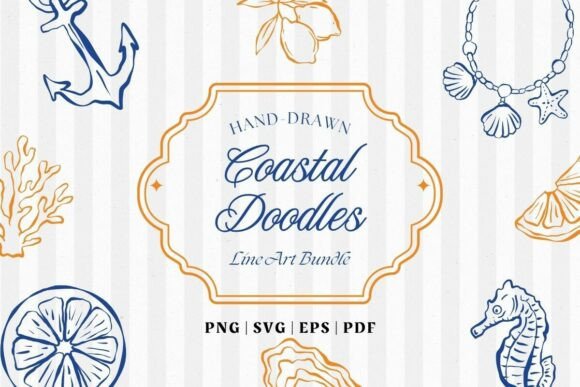 Download Coastal Line Art Clipart Bundle - Bundle Collection