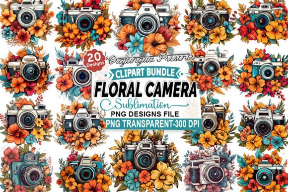 Download Flower Camera Sublimation Clipart Bundle - Bundle Collection