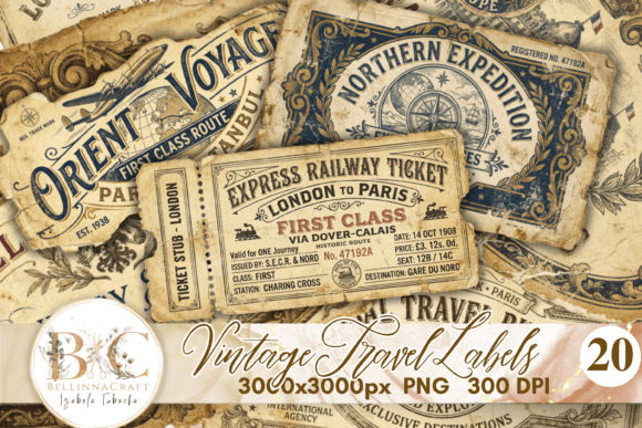 Download Vintage Travel Labels PNG Bundle - Bundle Collection
