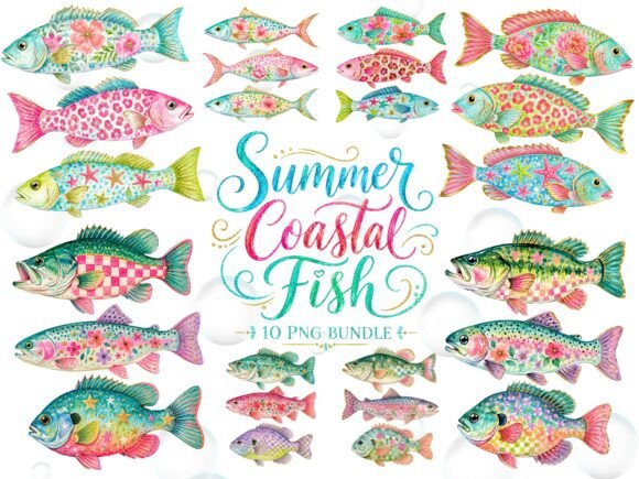 Download Preppy Summer Png Bundle Coastal Fish - Bundle Collection