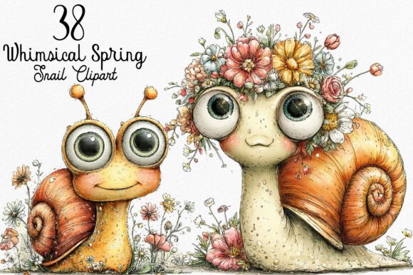 Download Whimsical Spring Snail Clipart Bundle - Bundle Collection