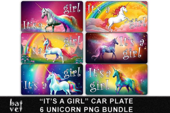 Download It's a Girl Unicorn License Plate Bundle - Bundle Collection
