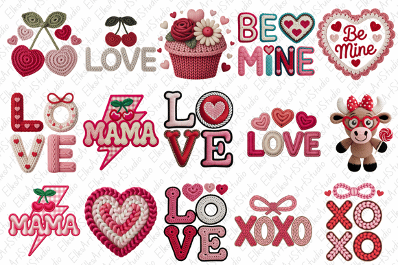 Download Faux Yarn Coquette Valentine PNG Bundle - Bundle Collection