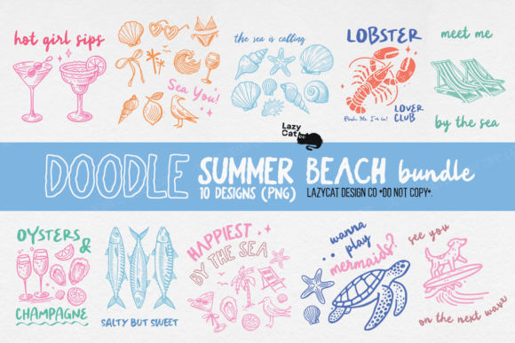 Download Summer Beach Doodle PNG Bundle - Bundle Collection