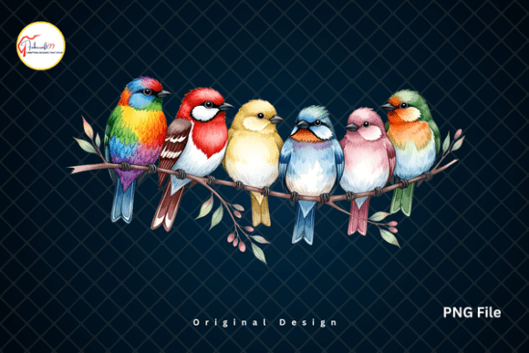 Download Colorful Spring Birds on a Branch PNG - Spring birds Collection