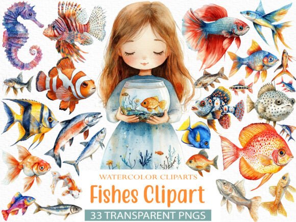 Download Watercolor Fishes Clipart - Fish Collection
